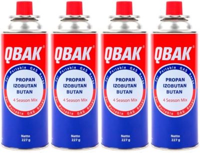 XHC BRICO - Cartuchos de 227gr - Cartucho de GAS BUTANO PORTATIL 277G - QBAK - Packs de Botellas para Camping Gas Portatil u Hornillo Camping Portátil, Cocinal, Infernillo, Fogareiro (4 Botellas)