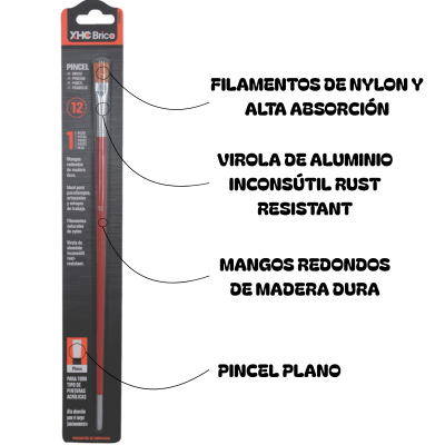 Pack de Pinceles Planos Rojos