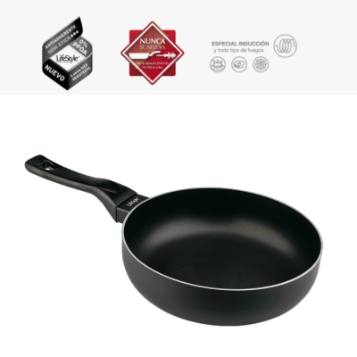 Sartén Profunda de Aluminio - Apta para inducción, gas y vitrocerámica - PFOA Free