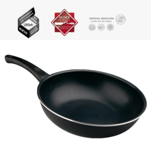Sartén WOK de Aluminio - Apta para inducción, gas y vitrocerámica - PFOA Free
