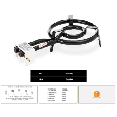 Quemador paellera gas 350cm