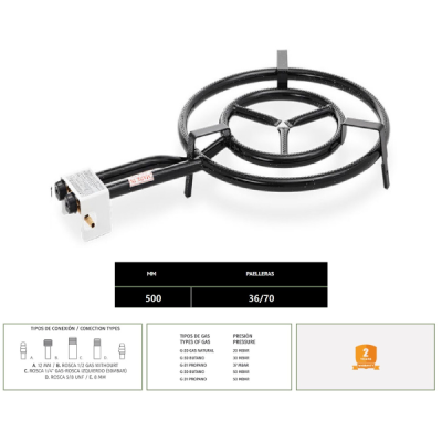 Quemador paellera gas 500mm