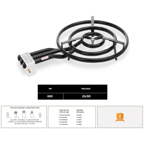 Quemador paellera gas 600mm