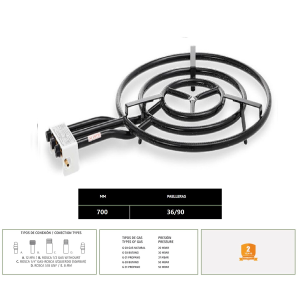 Quemador paellera gas 700mm
